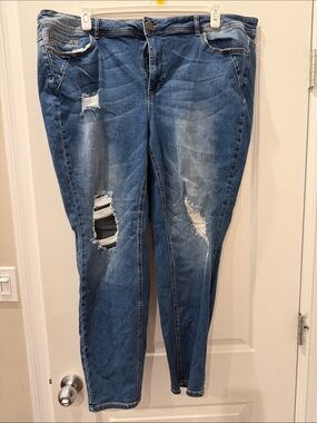 Love & Legend Distressed Dark Blue Skinny Jeans